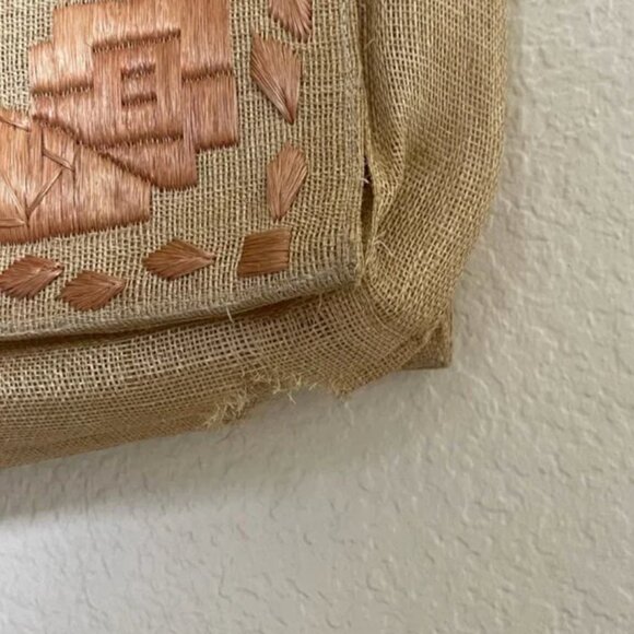 ⭐️ Embroidered Peach Boho Rattan Wicker Picnic Beach Hipster Tote Bag Purse - Picture 3 of 6